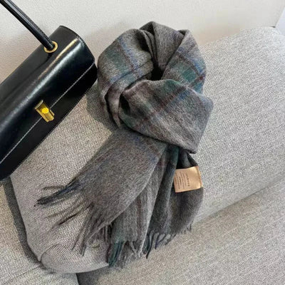 Merivelle Women’s Wool Scarf – Checkered Winter Warm Fashion Wrap