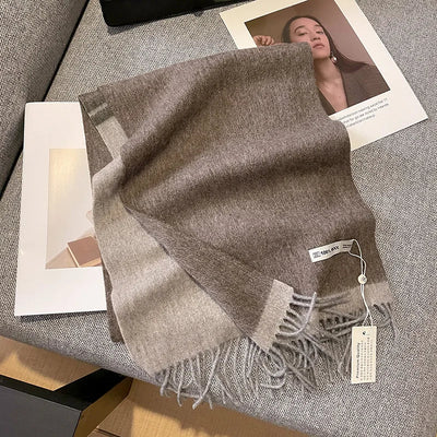 Merivelle Women’s Wool Scarf – Checkered Winter Warm Fashion Wrap