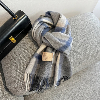 Merivelle Women’s Wool Scarf – Checkered Winter Warm Fashion Wrap