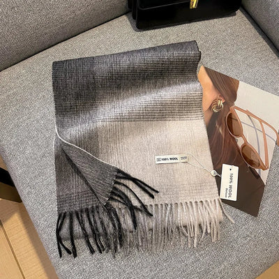 Merivelle Women’s Wool Scarf – Checkered Winter Warm Fashion Wrap