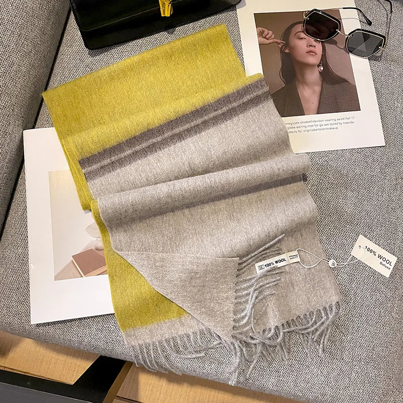 Merivelle Women’s Wool Scarf – Checkered Winter Warm Fashion Wrap