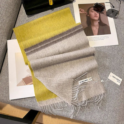 Merivelle Women’s Wool Scarf – Checkered Winter Warm Fashion Wrap