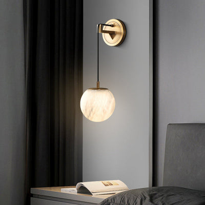 Marbell Brass & Marble Wall Light – Minimalist Globe Sconce