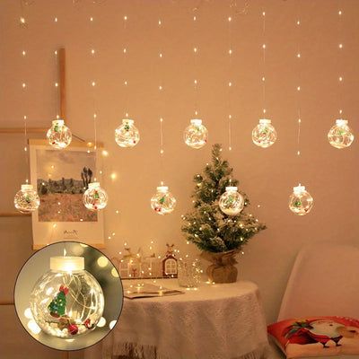 LED Christmas Curtain Lights with Santa and Snowman Designs