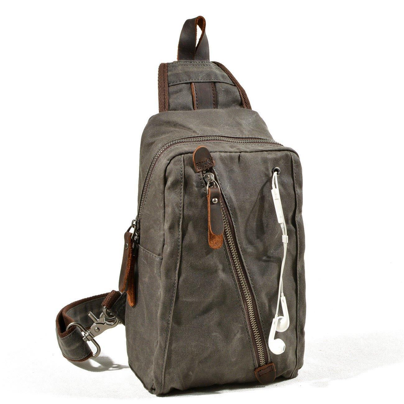 Men’s Canvas Sling Bag with Pockets