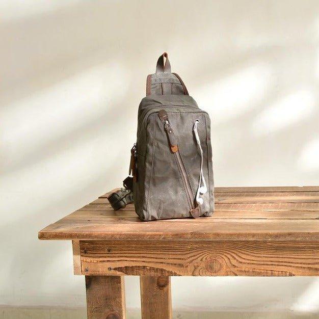 Men’s Canvas Sling Bag with Pockets