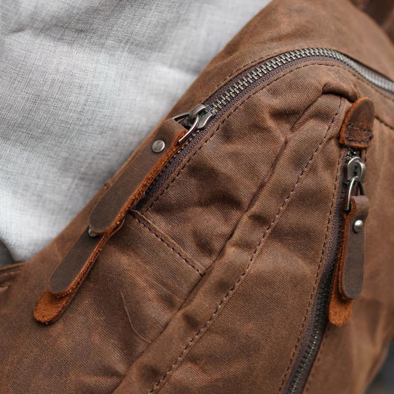 Men’s Canvas Sling Bag with Pockets