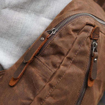 Men’s Canvas Sling Bag with Pockets