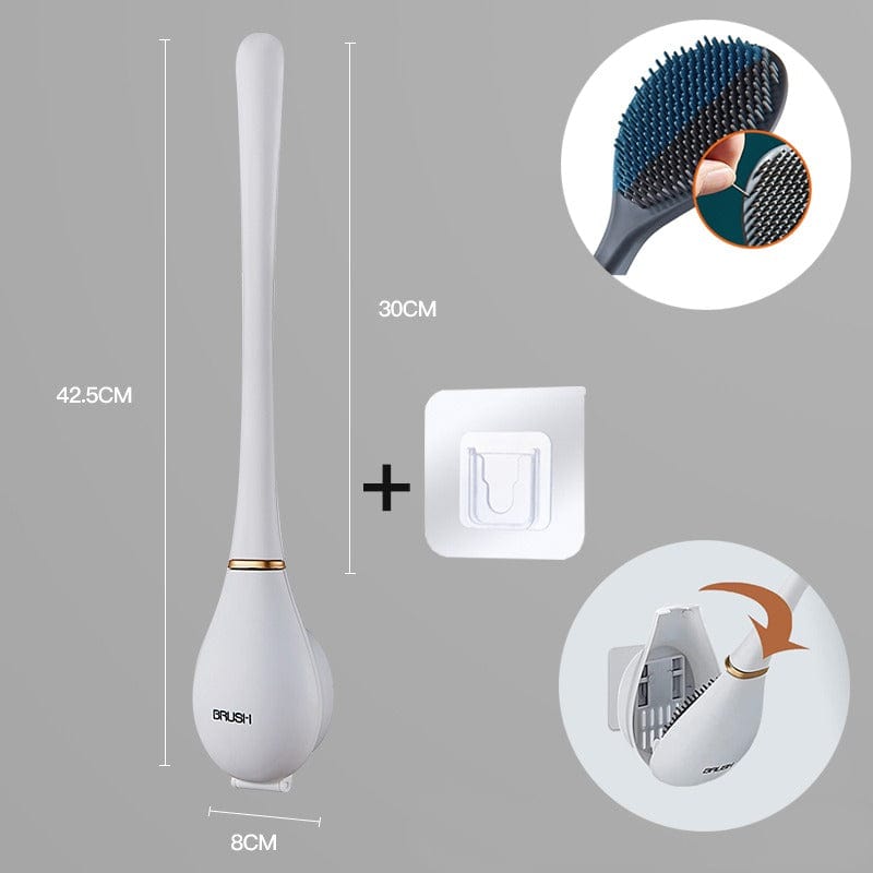 Wall-Mounted Silicone Toilet Brush with Holder
