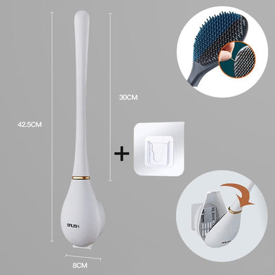 Wall-Mounted Silicone Toilet Brush with Holder