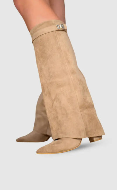 Women’s Black Leather Knee High Boots with Elegant Design