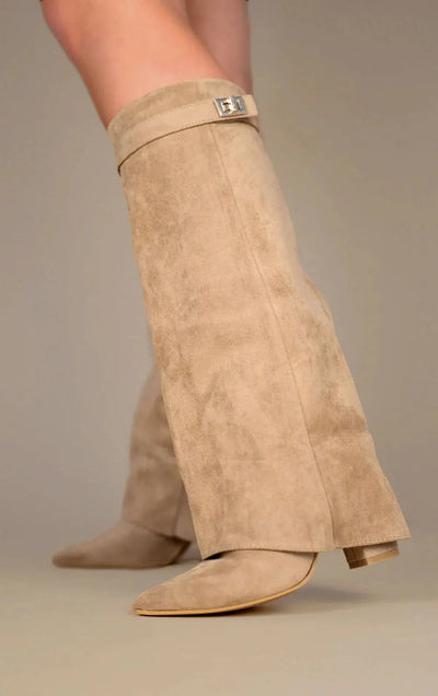 Women’s Black Leather Knee High Boots with Elegant Design