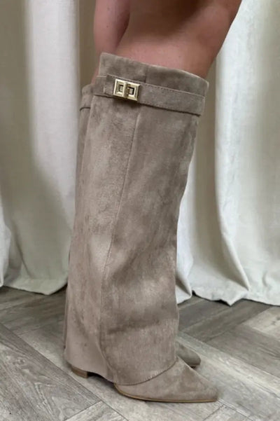 Women’s Black Leather Knee High Boots with Elegant Design