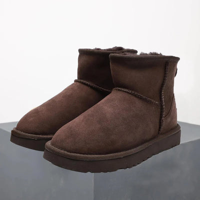 Women’s Black Leather Fur Lined Ultra Mini Platform Ankle Boots