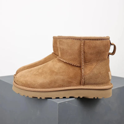 Women’s Black Leather Fur Lined Ultra Mini Platform Ankle Boots