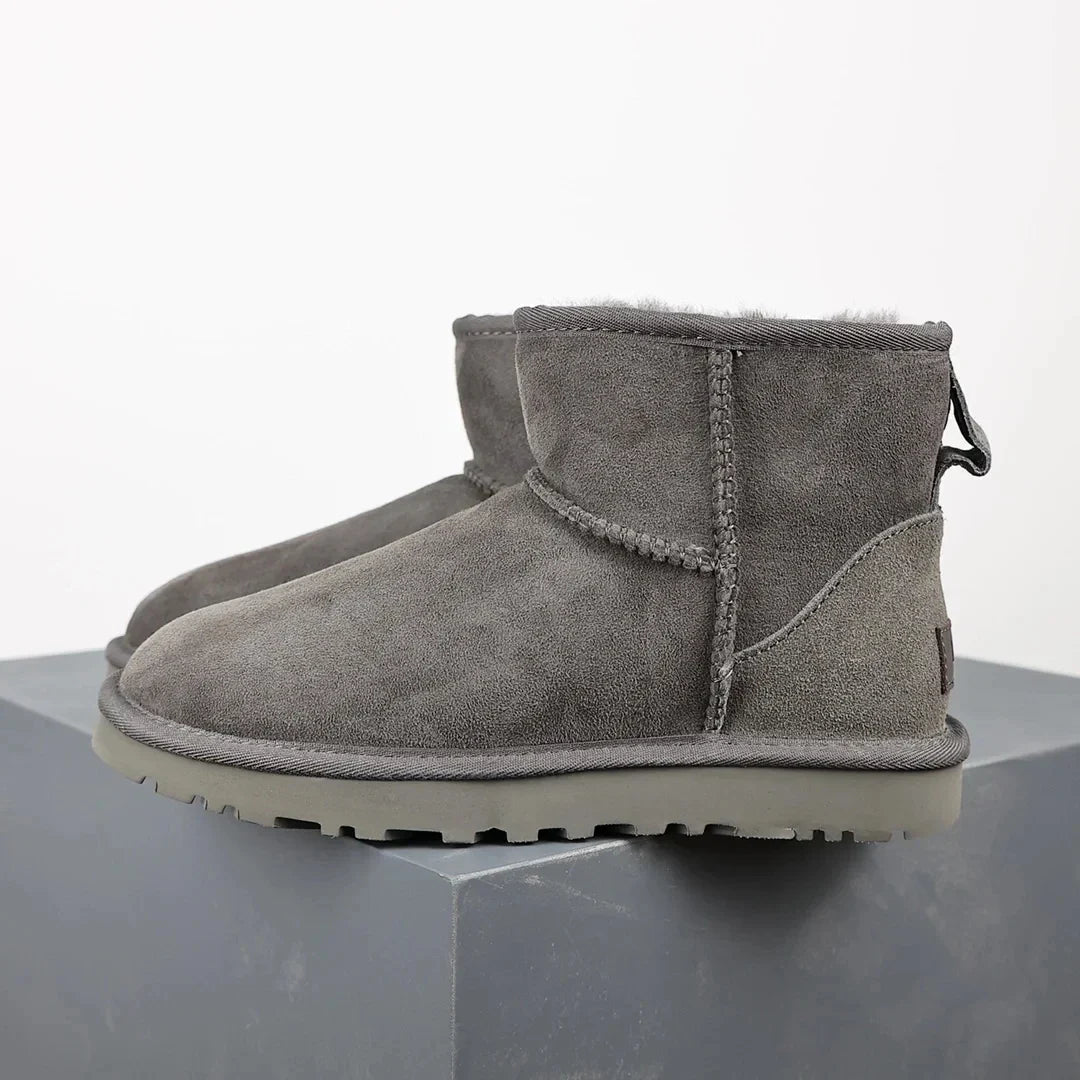 Women’s Black Leather Fur Lined Ultra Mini Platform Ankle Boots