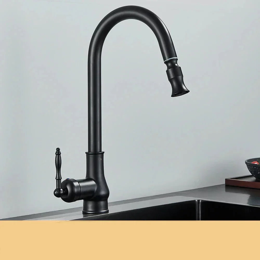 Antique Brass Kitchen Faucet with Swivel Spout