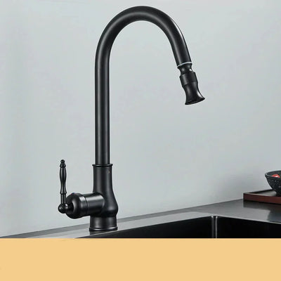 Antique Brass Kitchen Faucet with Swivel Spout