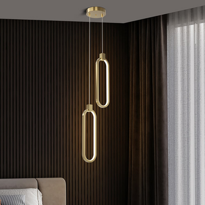 BrassGlow – Double Ring Gold Pendant Lamp (Adjustable Height)