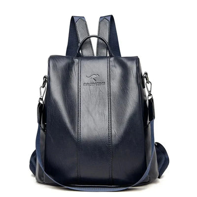 Women's PU Leather Laptop Backpack with Zippers