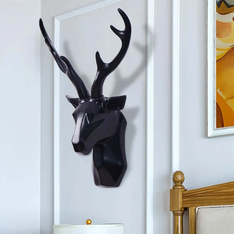 3D Geometric Deer Head Wall Decor Modern Resin