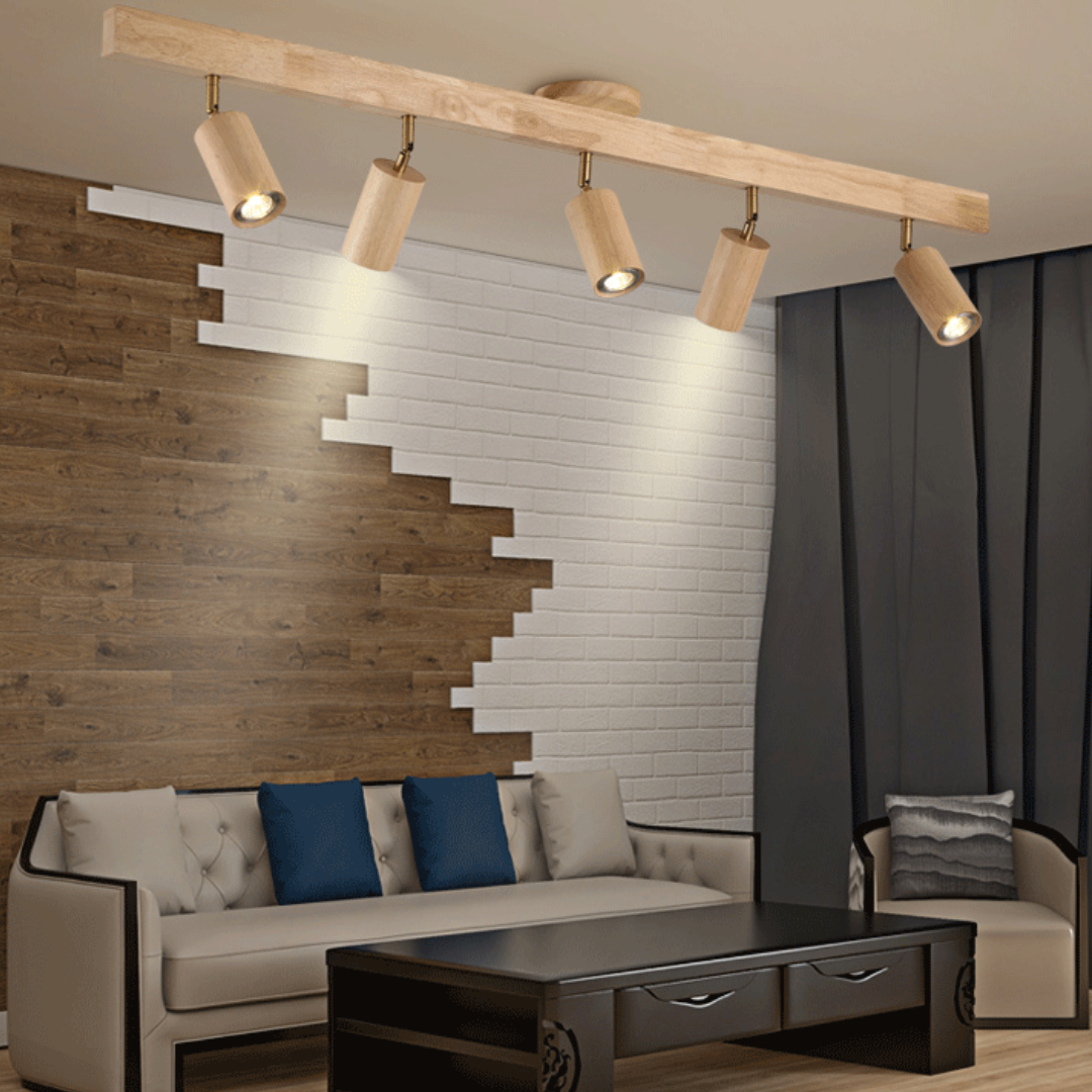 EcoLux Adjustable Wooden Ceiling Spotlight with LED Bulb Included