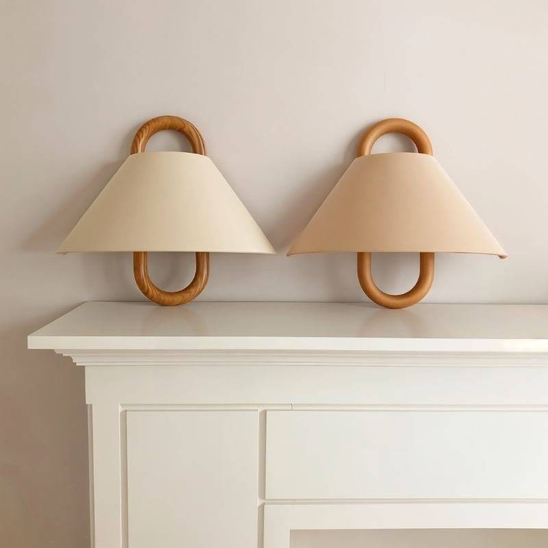 Wooden Wall Lamp with Fabric Shade – Warm Light