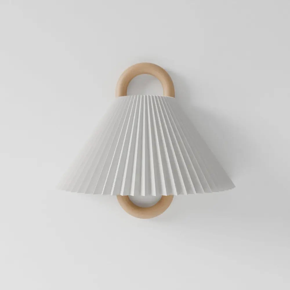 Wooden Wall Lamp with Fabric Shade – Warm Light