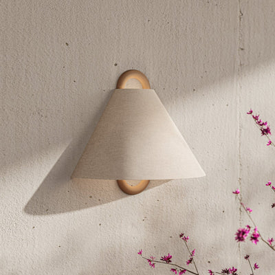 Wooden Wall Lamp with Fabric Shade – Warm Light
