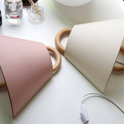 Wooden Wall Lamp with Fabric Shade – Warm Light