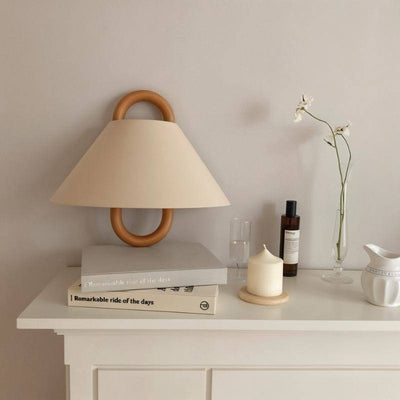 Wooden Wall Lamp with Fabric Shade – Warm Light