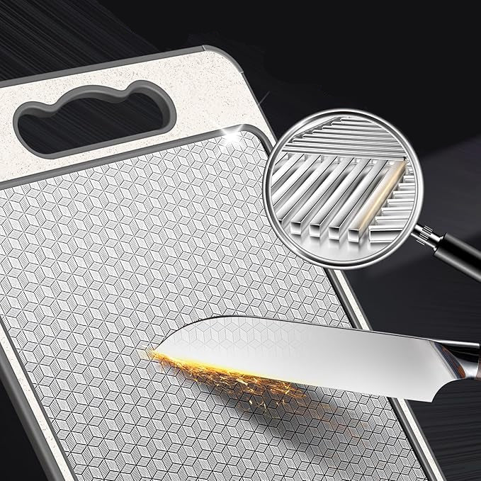 Dual-Sided Stainless Steel Cutting Board with Knife Sharpener