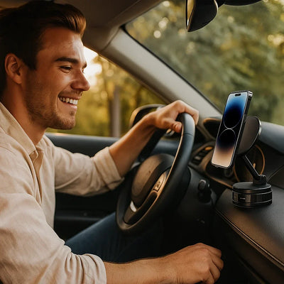 Magnetic 360° Phone Holder with Suction Cup Vacuum Lock