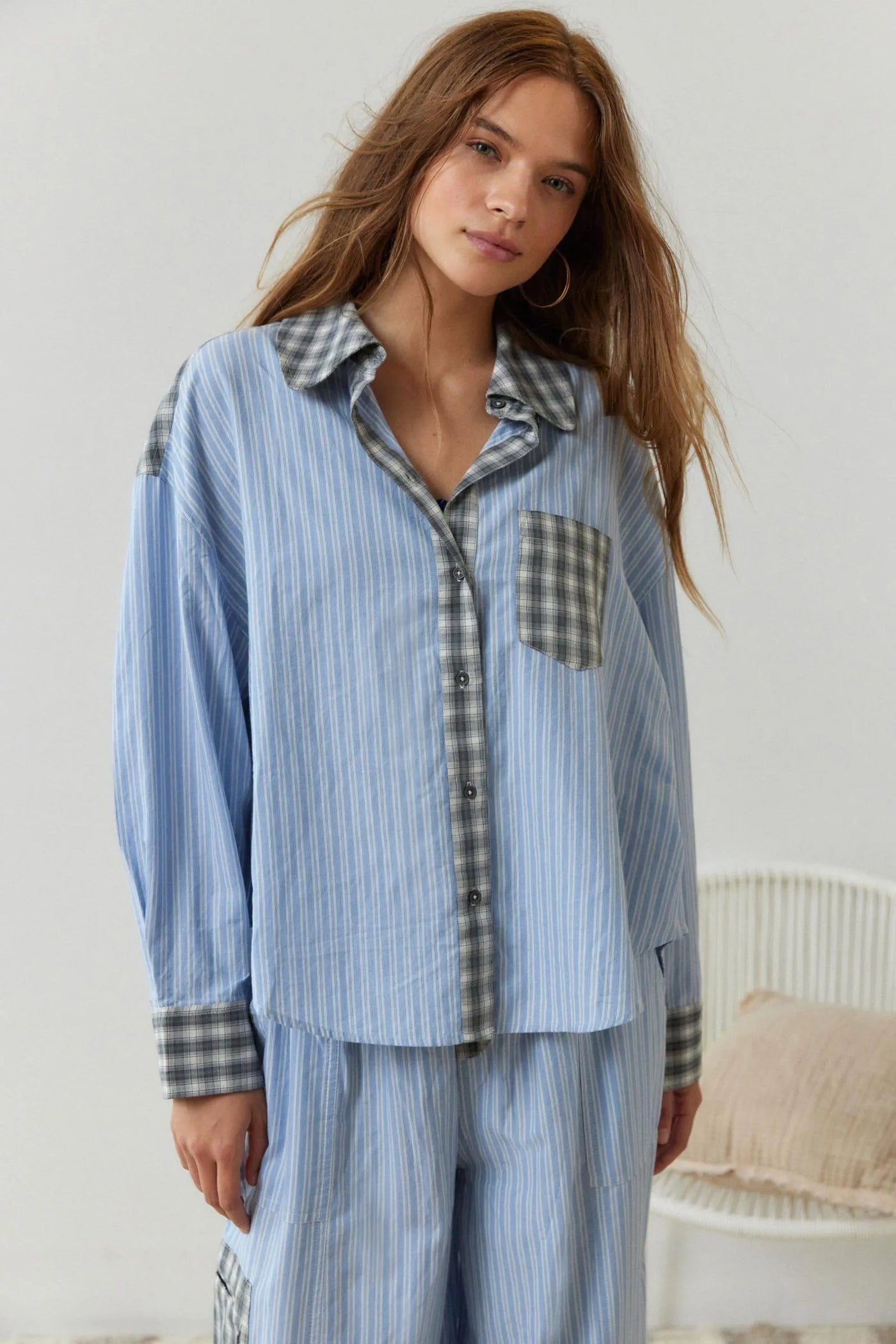 Women’s Two-Piece Pajama Set with Drawstring Trousers