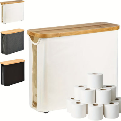 Toilet Paper Holder with Lid Storage Basket for 12 Rolls