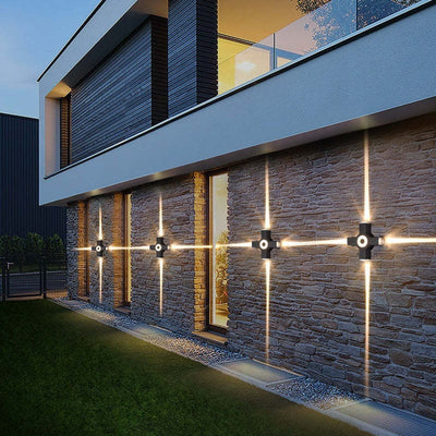 Cross-Shaped Outdoor Wall Light – 3-Way Warm LED Sconce