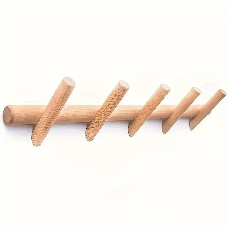 Maeve Oak Wall Rack Wooden Coat Hook Organizer