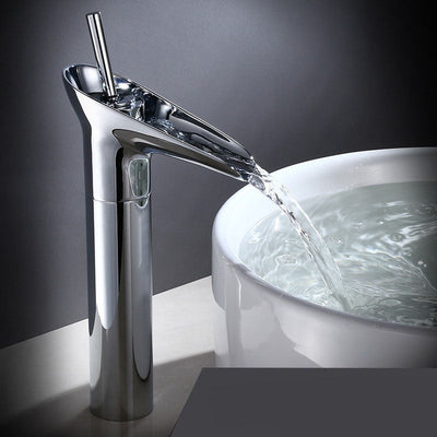 Antique Brass Waterfall Bathroom Sink Faucet