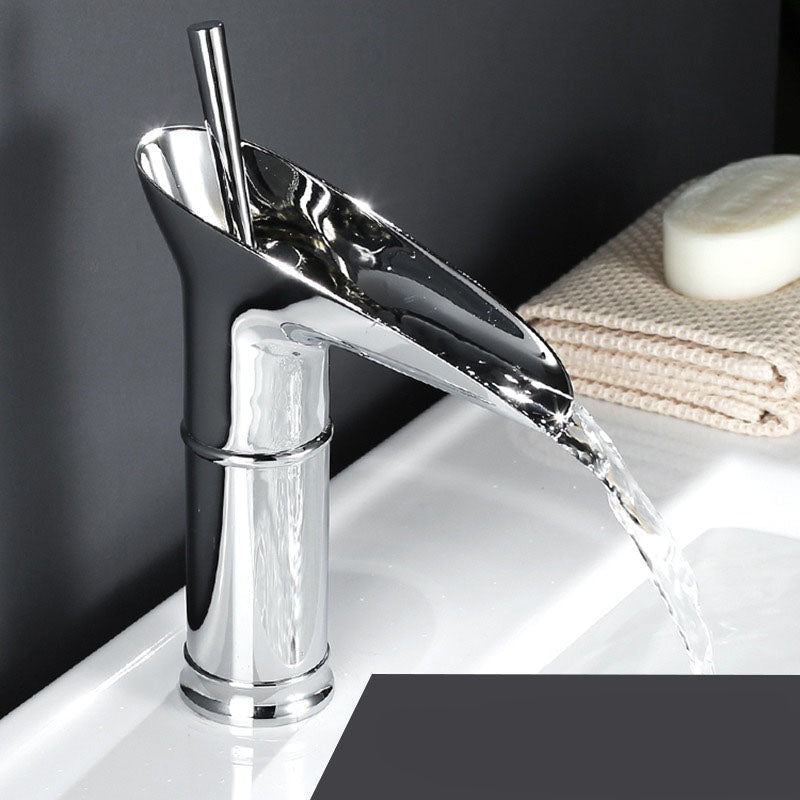 Antique Brass Waterfall Bathroom Sink Faucet