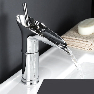 Antique Brass Waterfall Bathroom Sink Faucet