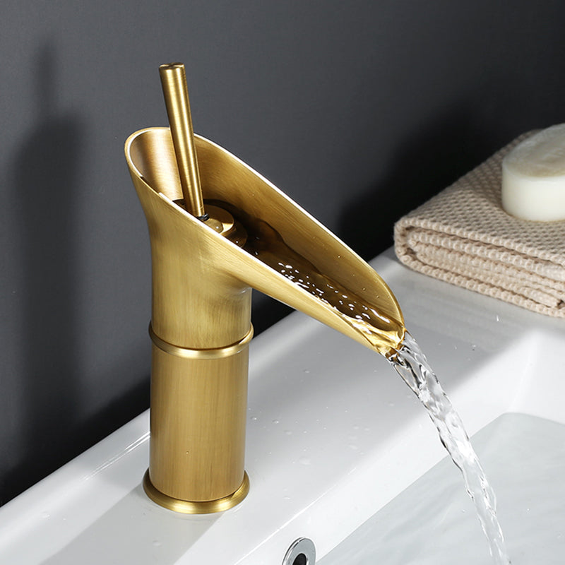 Antique Brass Waterfall Bathroom Sink Faucet