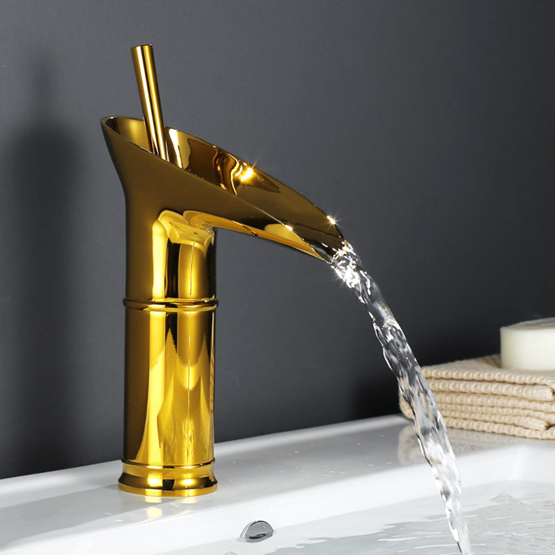 Antique Brass Waterfall Bathroom Sink Faucet