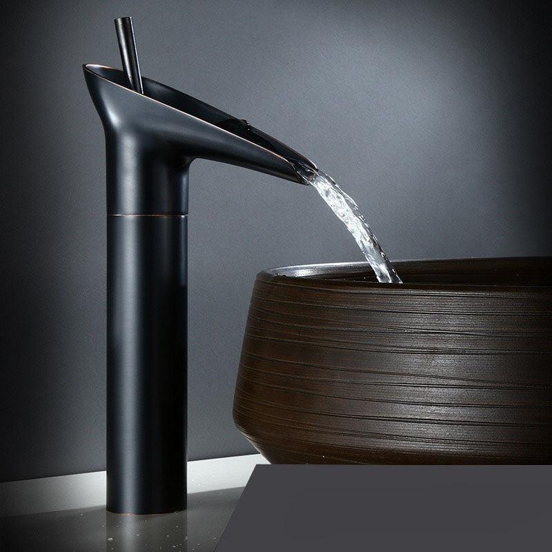 Antique Brass Waterfall Bathroom Sink Faucet