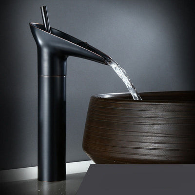 Antique Brass Waterfall Bathroom Sink Faucet
