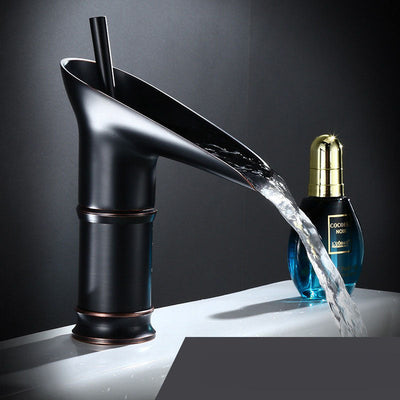 Antique Brass Waterfall Bathroom Sink Faucet