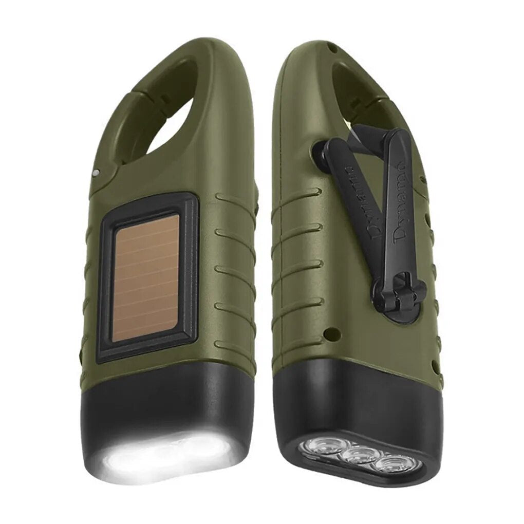 Hand Crank Solar Powered LED Flashlight