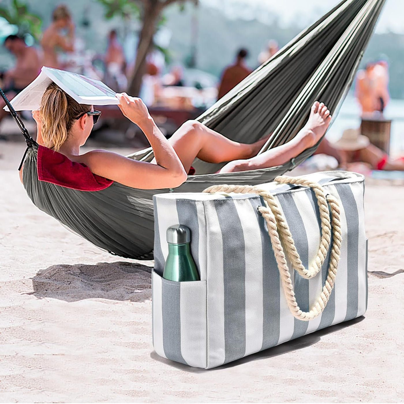SandAway Waterproof Oversized Beach Tote with Pockets