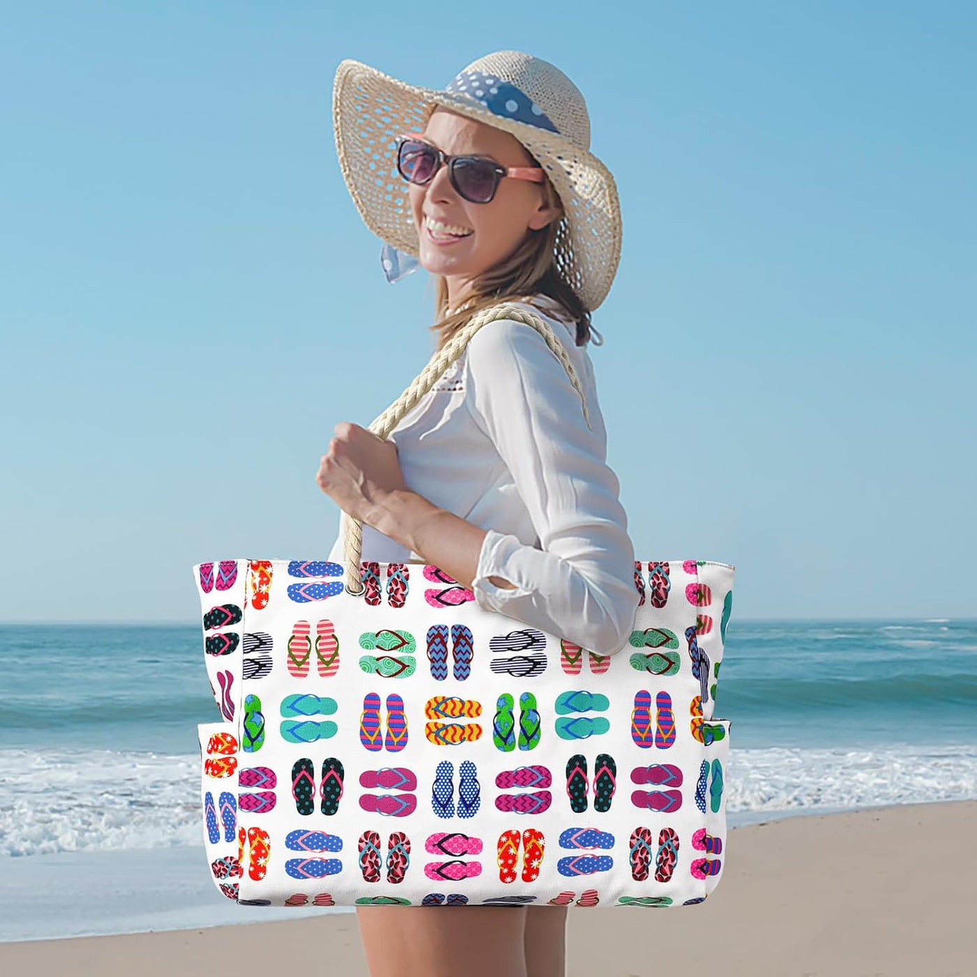 SandAway Waterproof Oversized Beach Tote with Pockets