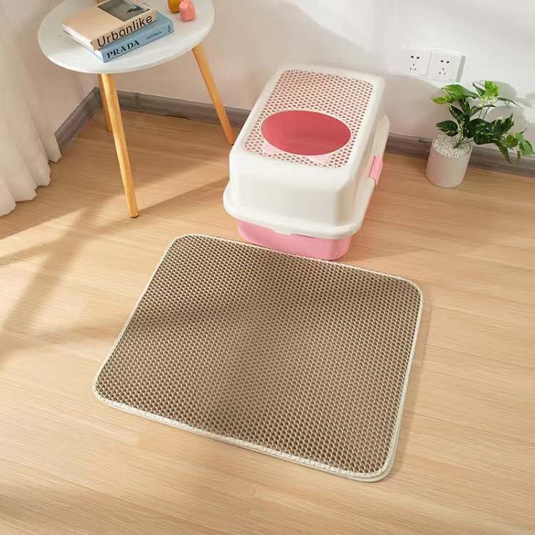 Cat Litter Mat with Double-Layer Trap and Non-Slip Base – PawGuard