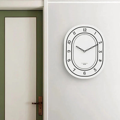 Silent Oval Wall Clock with Roman Numerals Design
